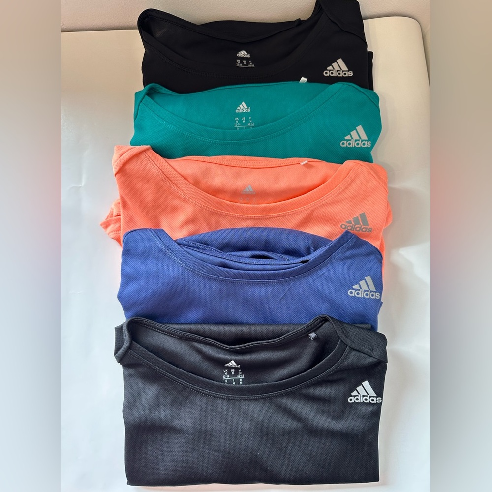 Adidas Women’s Climalite Running Shirts Bundle Black Teal Coral Blue Size Medium